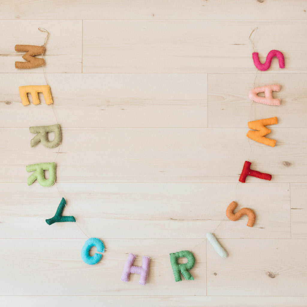 "Merry Christmas", Handmade Wool Felt Garland
