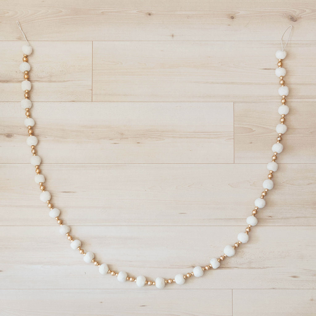Handmade Wool Felt Ball & Bead Garland