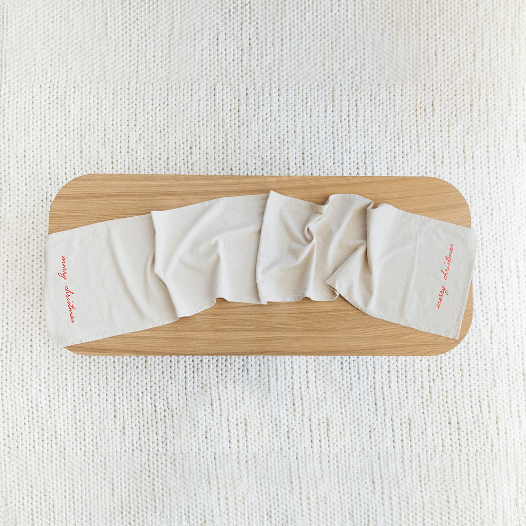"Merry Christmas" Embroidered Table Runner