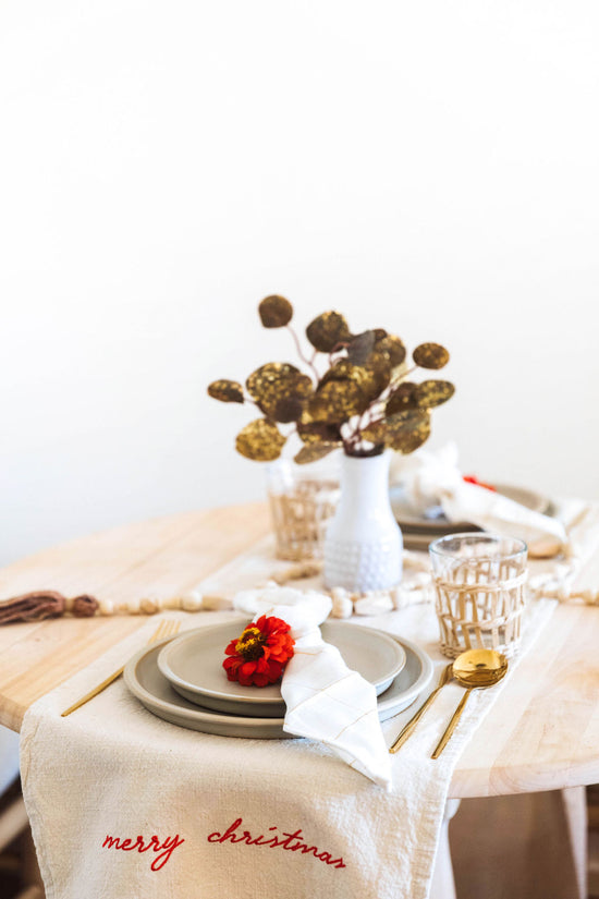 "Merry Christmas" Embroidered Table Runner