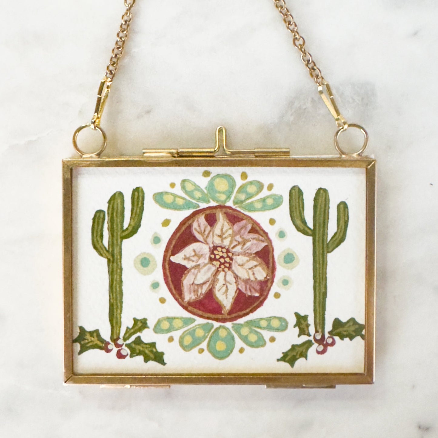 Hand Painted Heirloom Ornament- Saguaro Duo