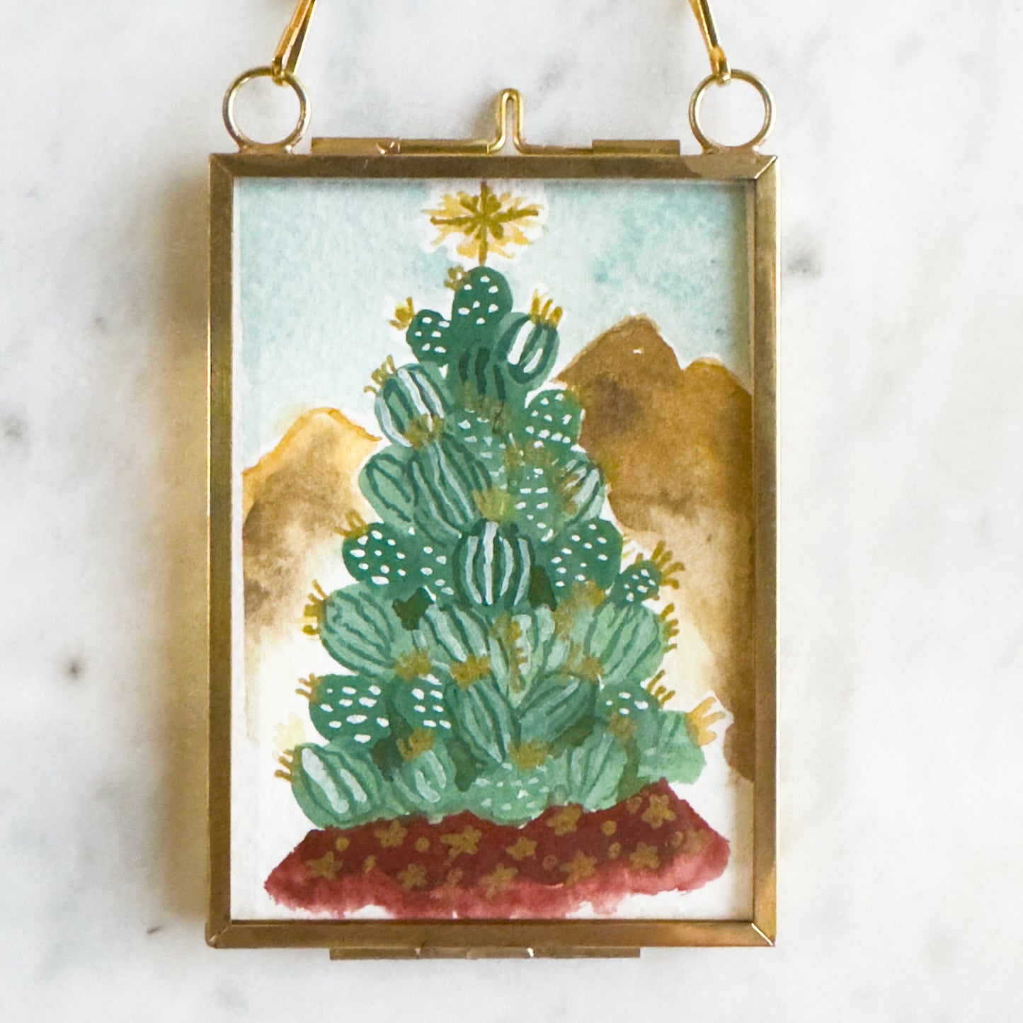 Hand Painted Heirloom Ornament- Prickly Pear Tree