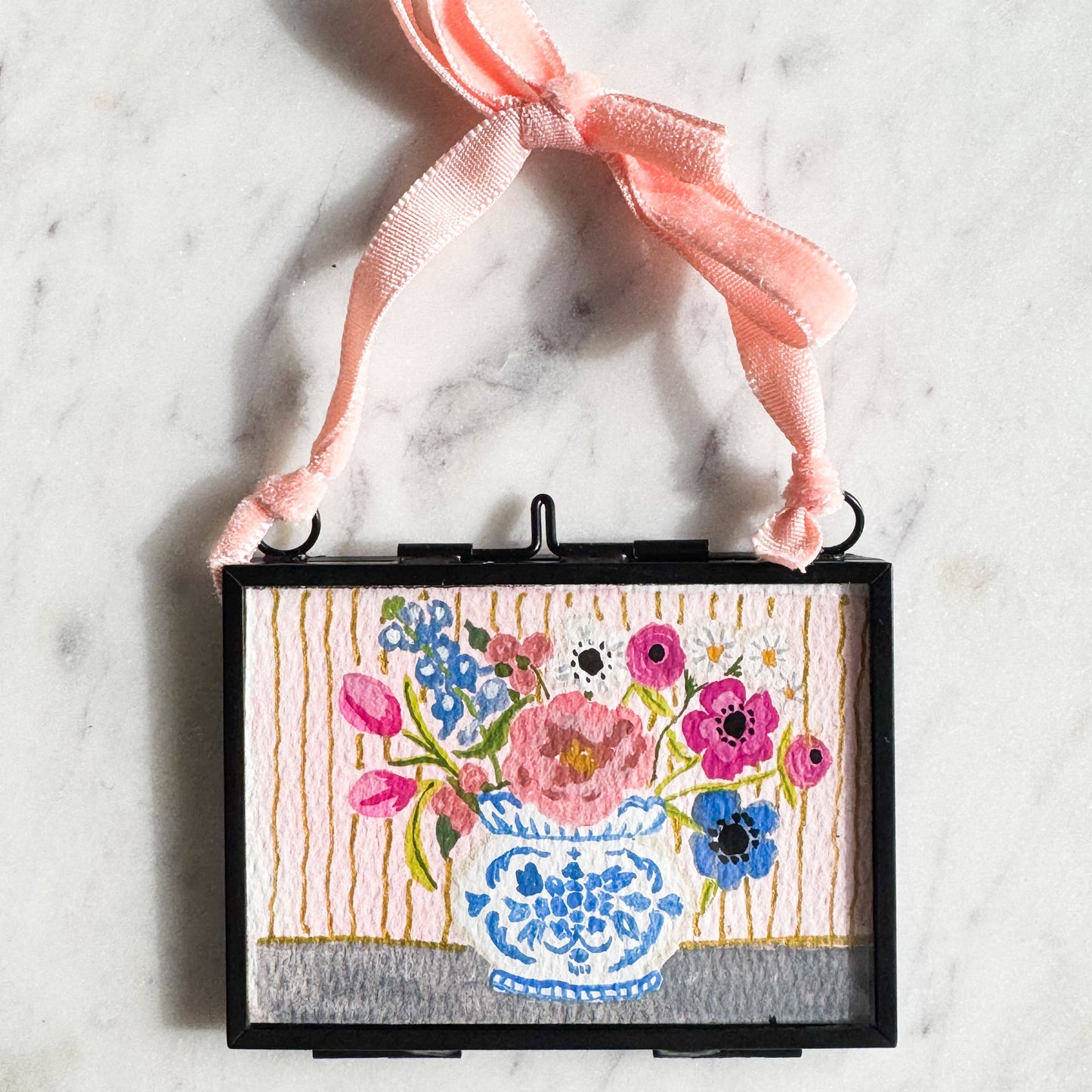 Hand Painted Heirloom Ornament-Vintage Vase Floral Still Life