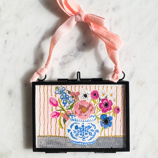 Hand Painted Heirloom Ornament-Vintage Vase Floral Still Life