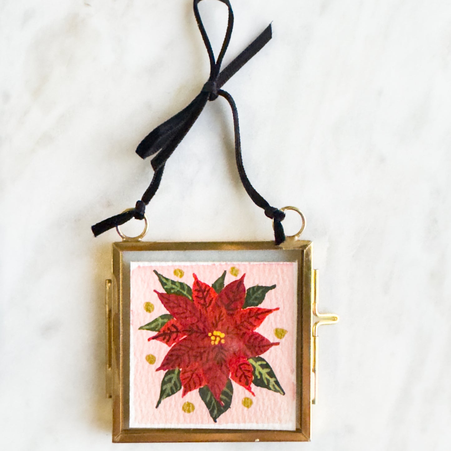 Hand Painted Heirloom Ornament-Red Poinsettia