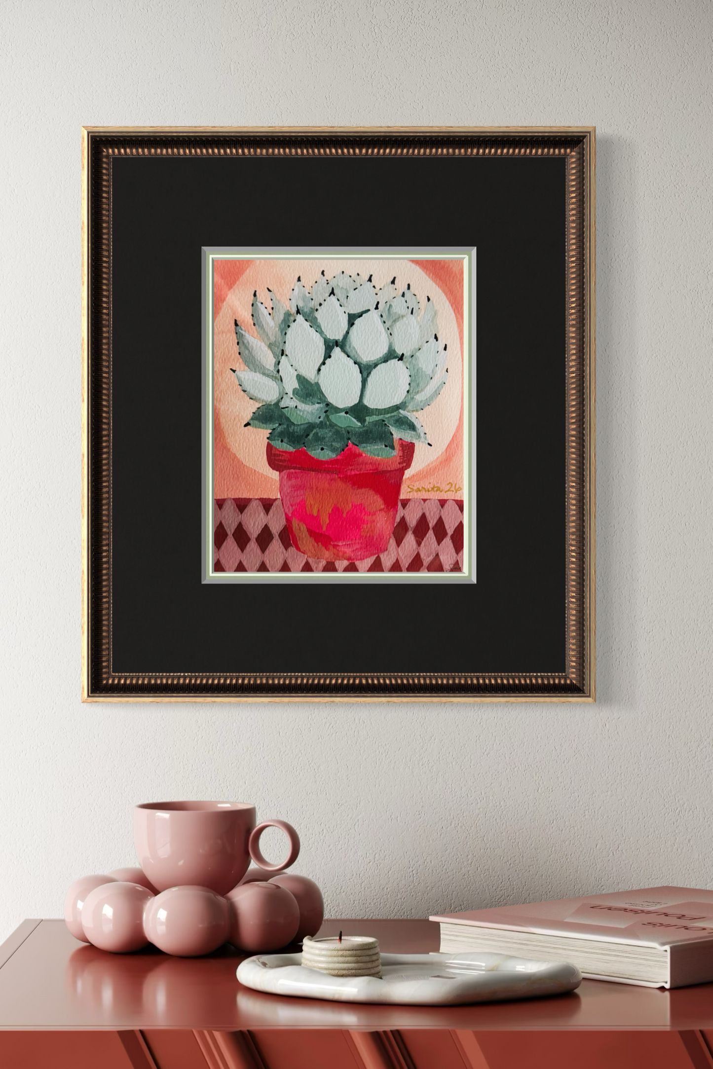 Potted Blue Agave Gouache Print