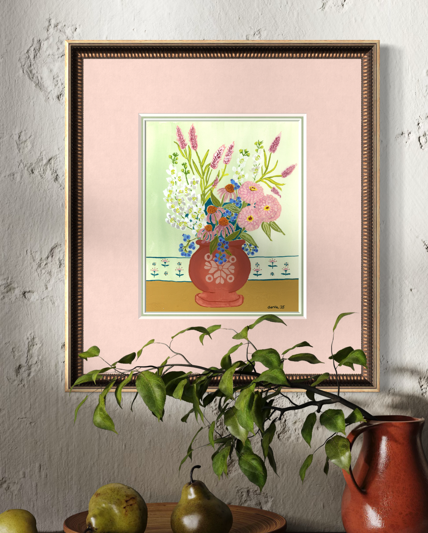 Summer Blooms Still Life Gouache Print