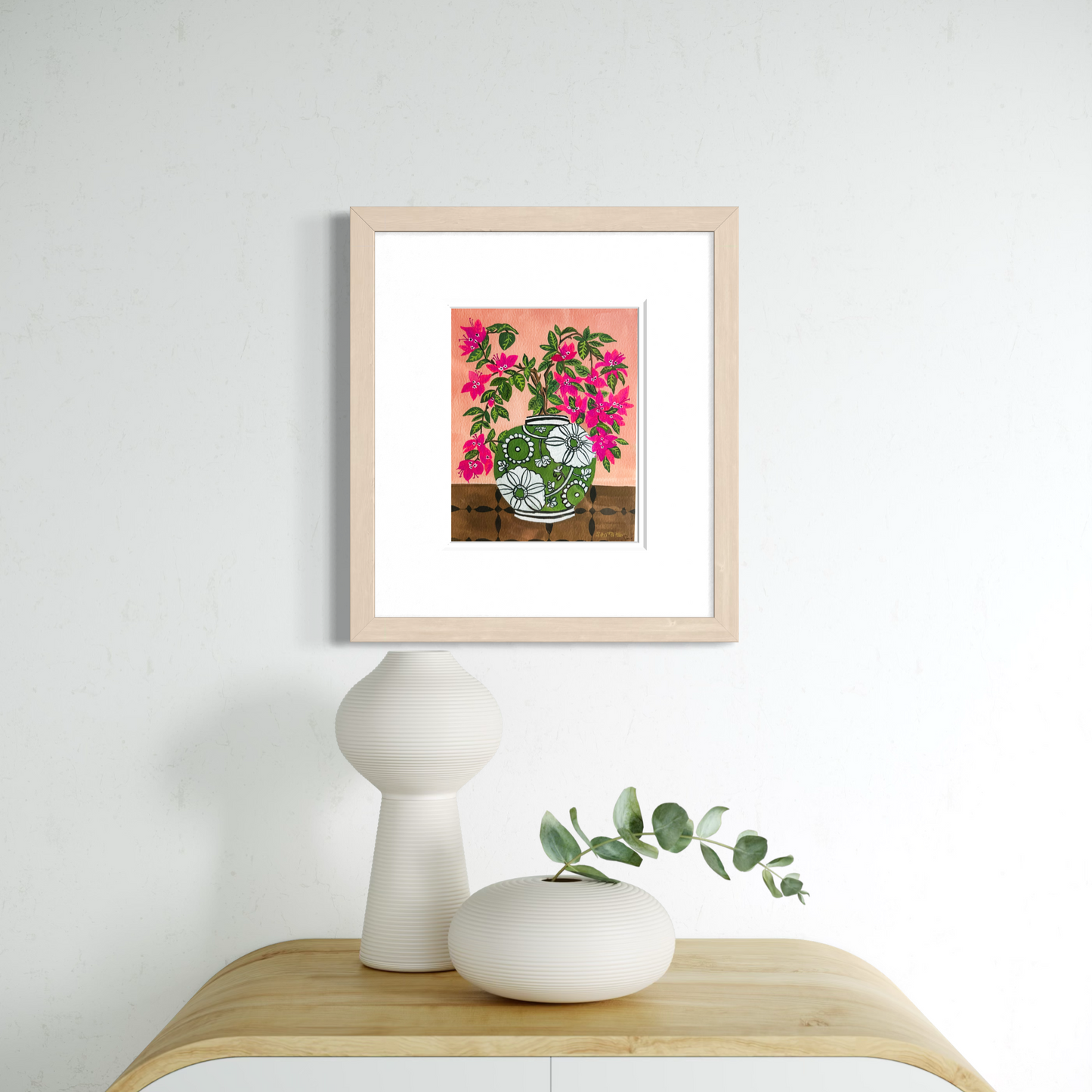 Bougainvillea in Chinoiserie Vase Original