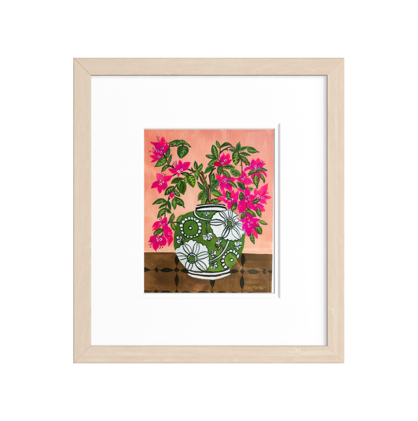 Bougainvillea in Chinoiserie Vase Original