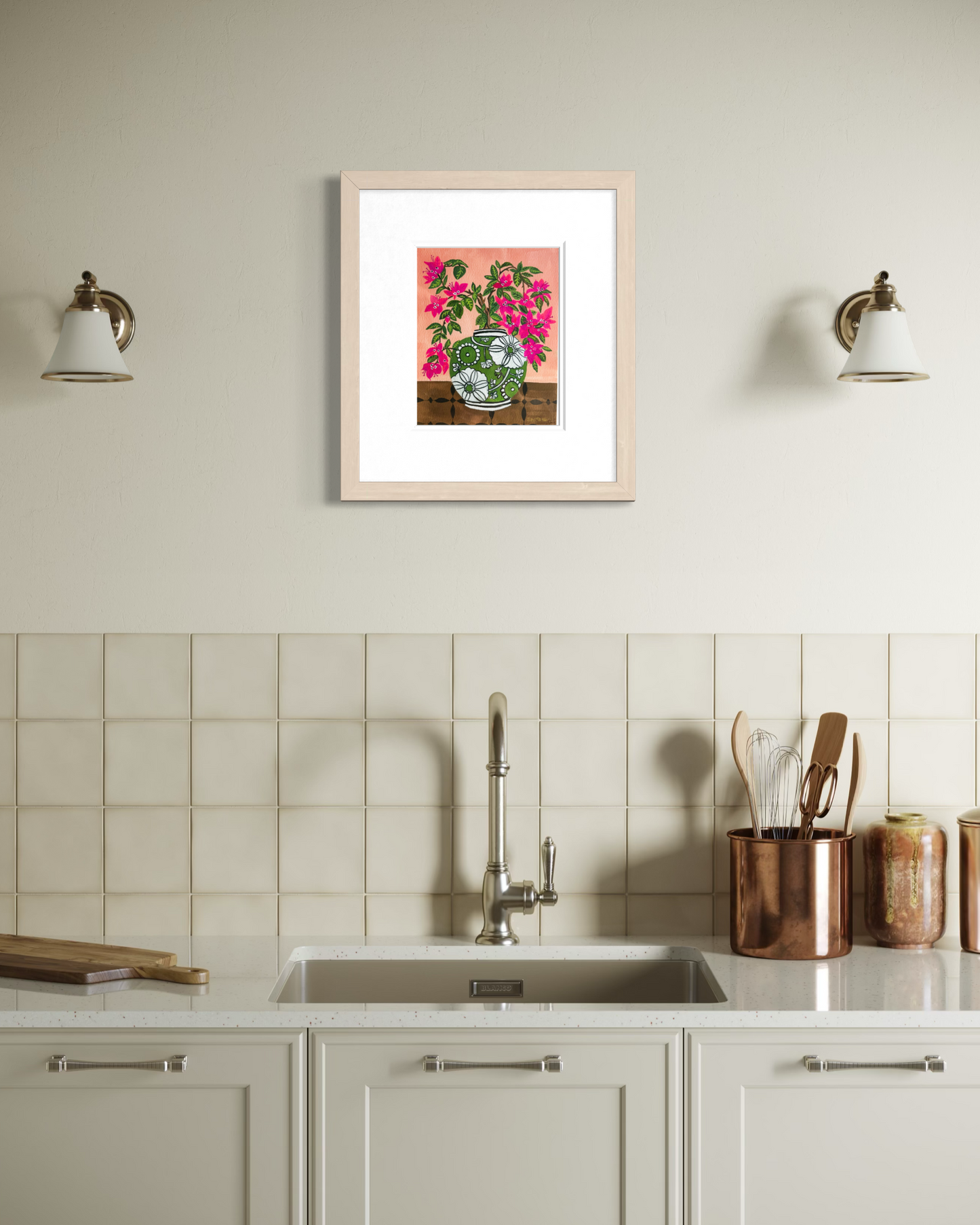 Bougainvillea in Chinoiserie Vase Original