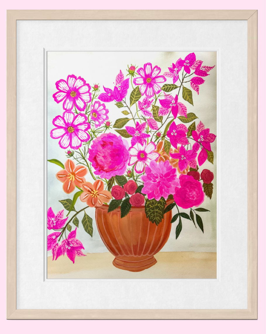 Pink Party in a Terracotta Vase